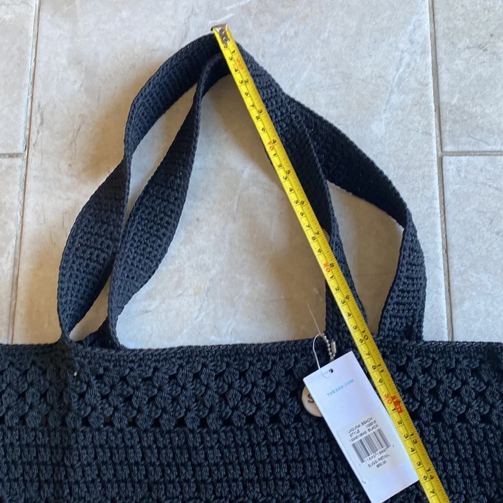 The Sak NWT Laguna Beach Black Open Knit Tote Bag - Picture 5 of 9